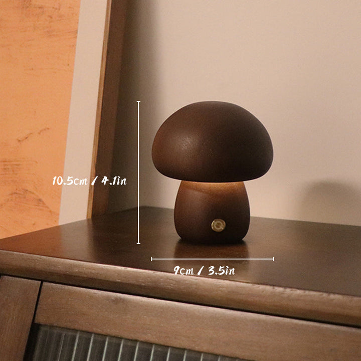 Rechargeable Wooden Mushrooms Table Lamp